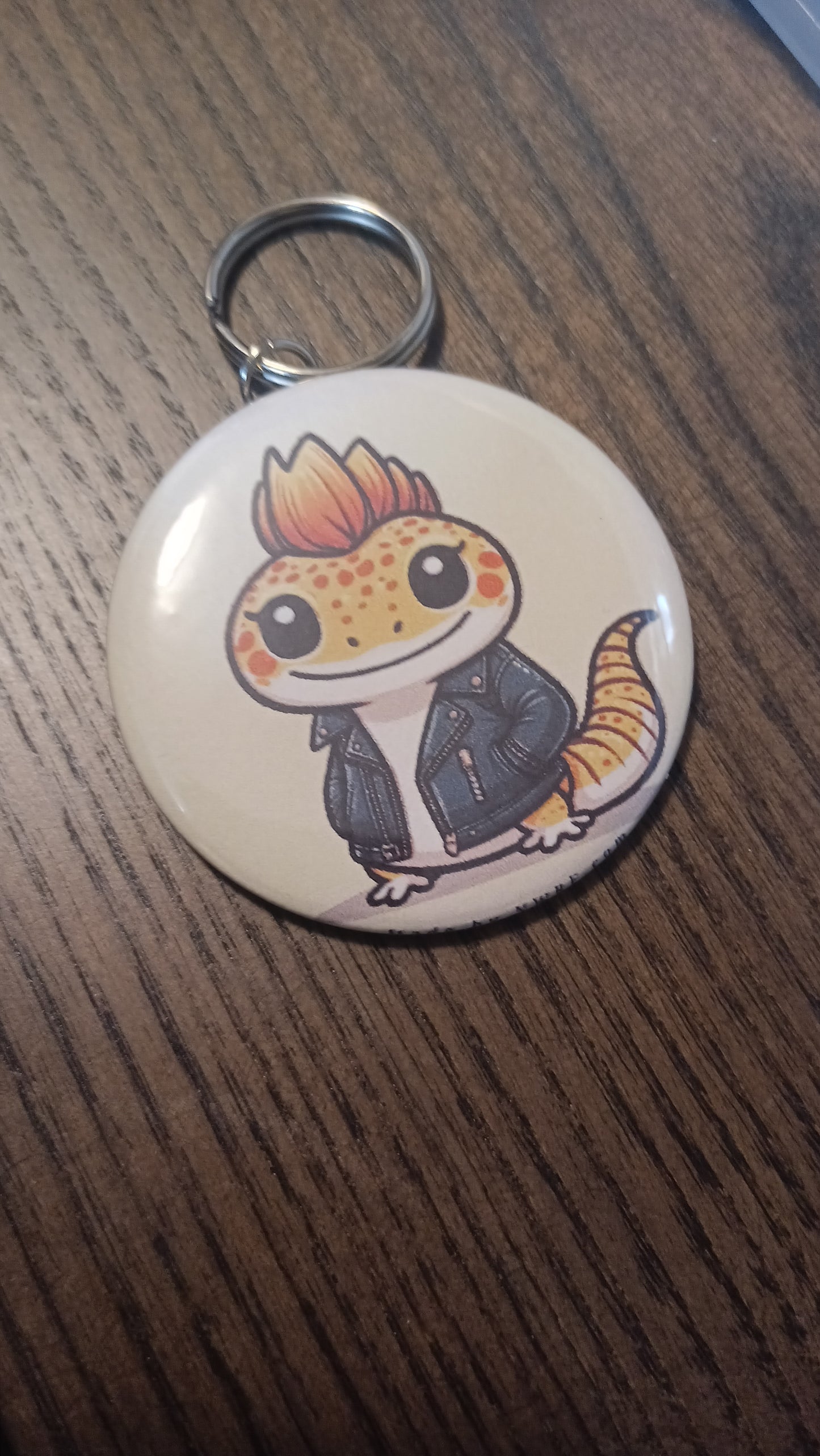 Rocker leopardgecko key ring 2.25 in round